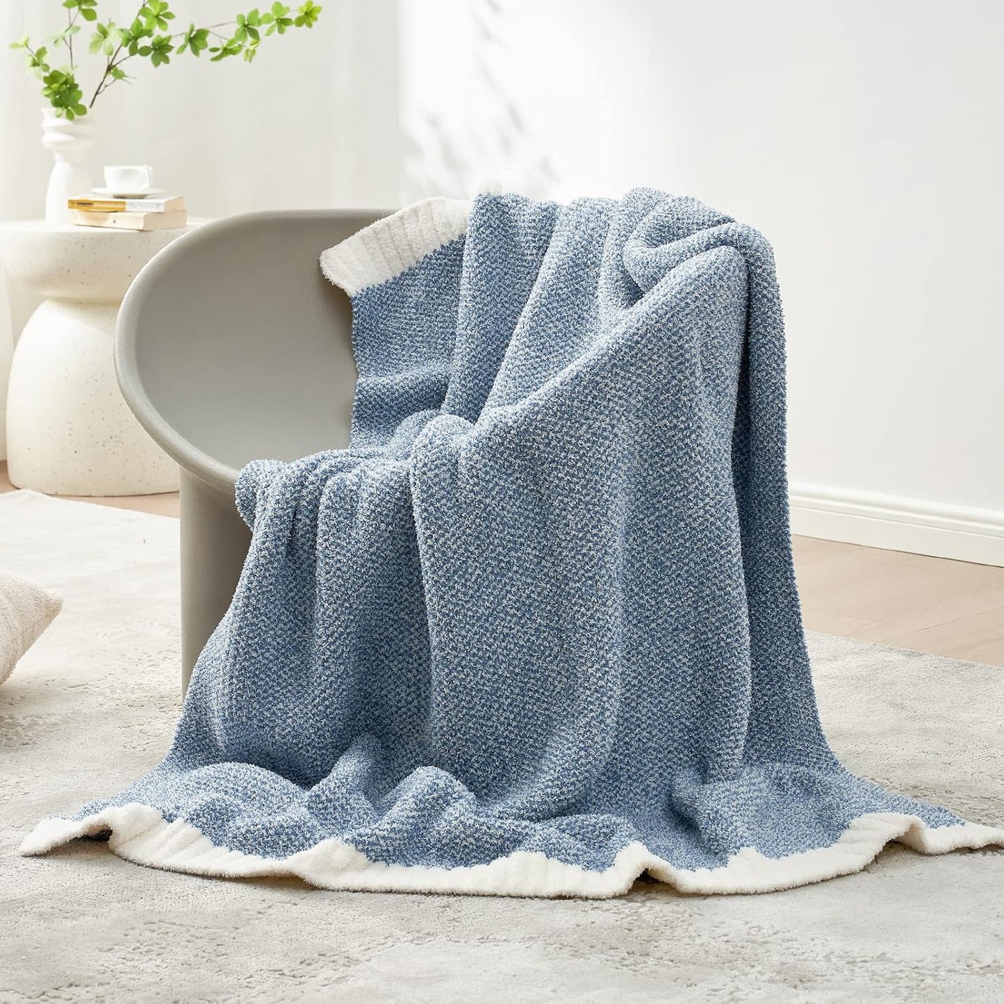 Snuggle Sac Heather Taupe Throw Blanket for Couch, Reversible Super Soft Knitted Blankets Warm Cozy Knit Fuzzy Plush Lightweight Throws for Sofa, Bed, Camping, Picnic, Taupe, 50x60 inches