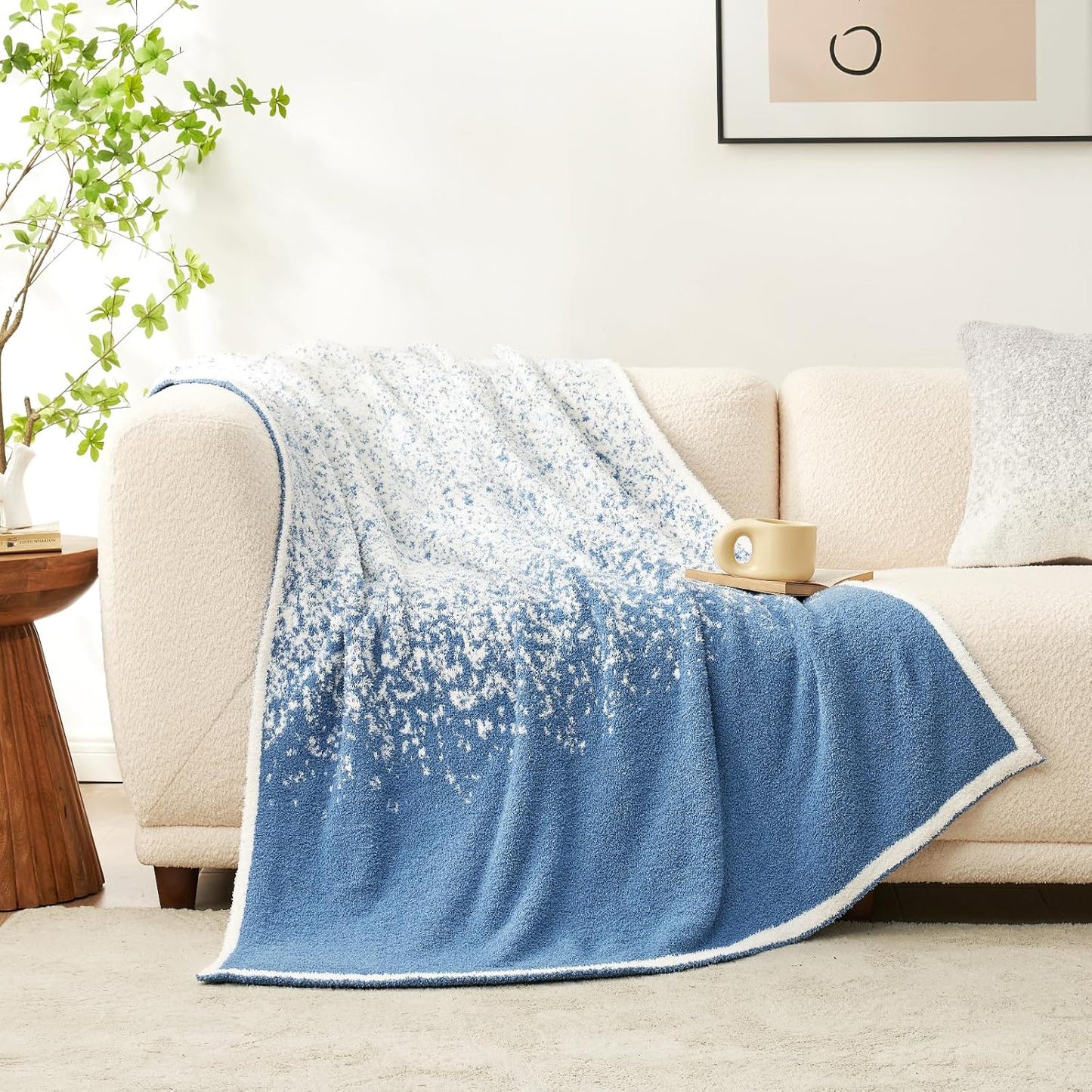 Snuggle Sac Heather Taupe Throw Blanket for Couch, Reversible Super Soft Knitted Blankets Warm Cozy Knit Fuzzy Plush Lightweight Throws for Sofa, Bed, Camping, Picnic, Taupe, 50x60 inches