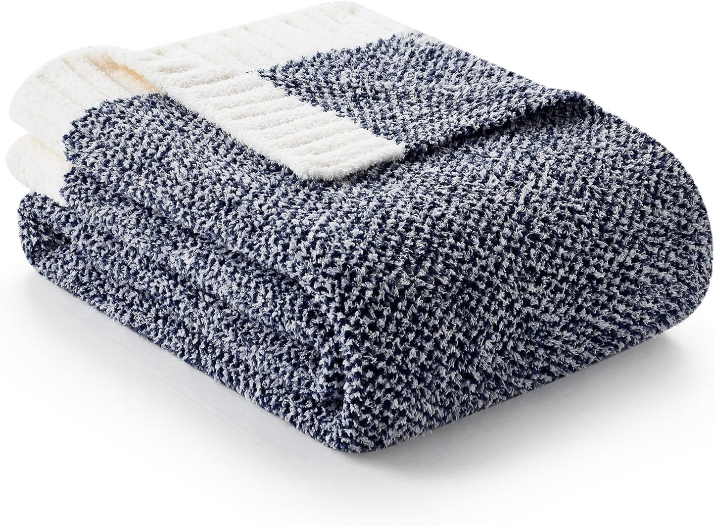 Snuggle Sac Heather Taupe Throw Blanket for Couch, Reversible Super Soft Knitted Blankets Warm Cozy Knit Fuzzy Plush Lightweight Throws for Sofa, Bed, Camping, Picnic, Taupe, 50x60 inches