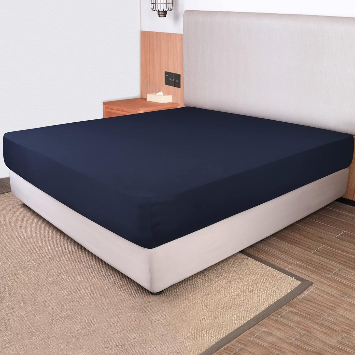 Soft Stretch Full Size Fitted Sheet Only - Jersey Knit, 4-Way Stretchy Snug Fit, Wrinkle Free & Stay in Place, No More Slipping Off for Mattress, Soft & Comfortable - White, Full