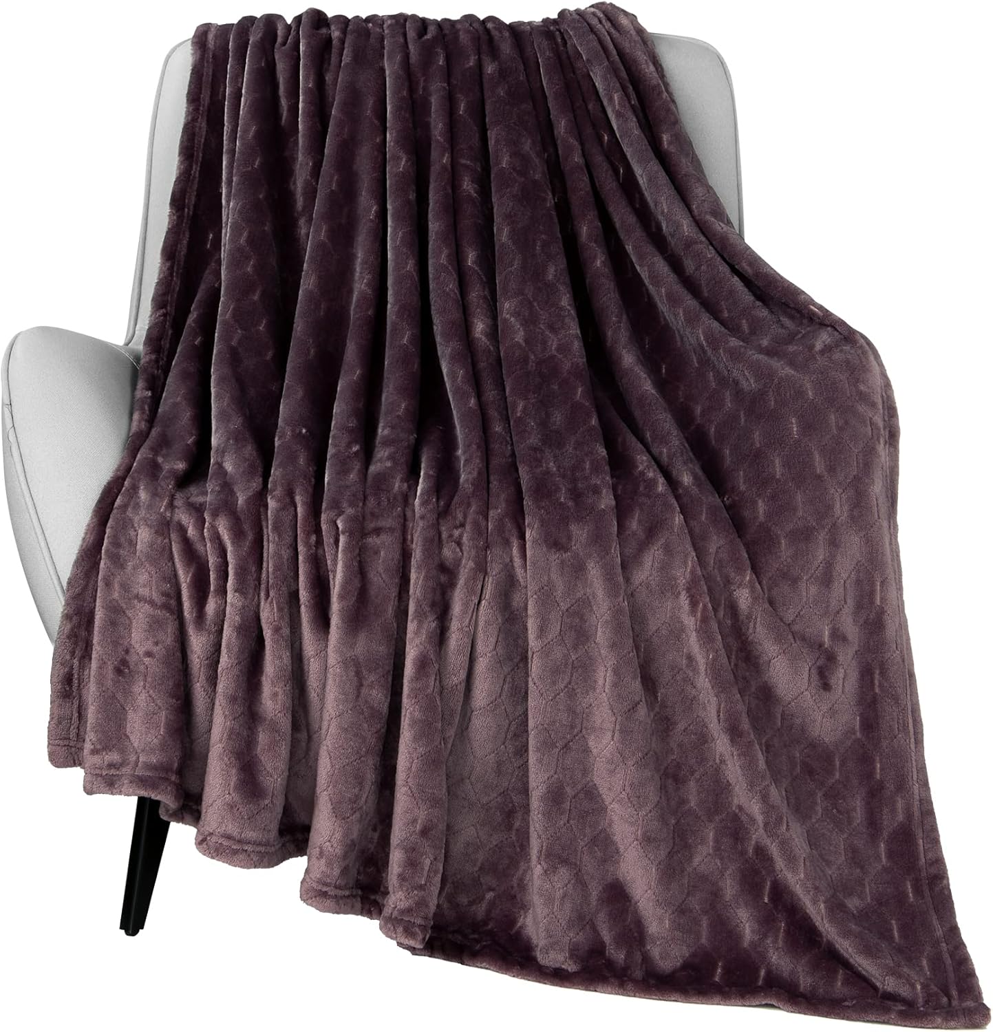 TOONOW Fleece Blanket Super Soft Cozy Throw Blanket 50" x 60", Lightweight Fuzzy Comfy Textured Flannel Blanket Warm Plush Throw Blankets for Couch, Sofa, Bed, Light Grey