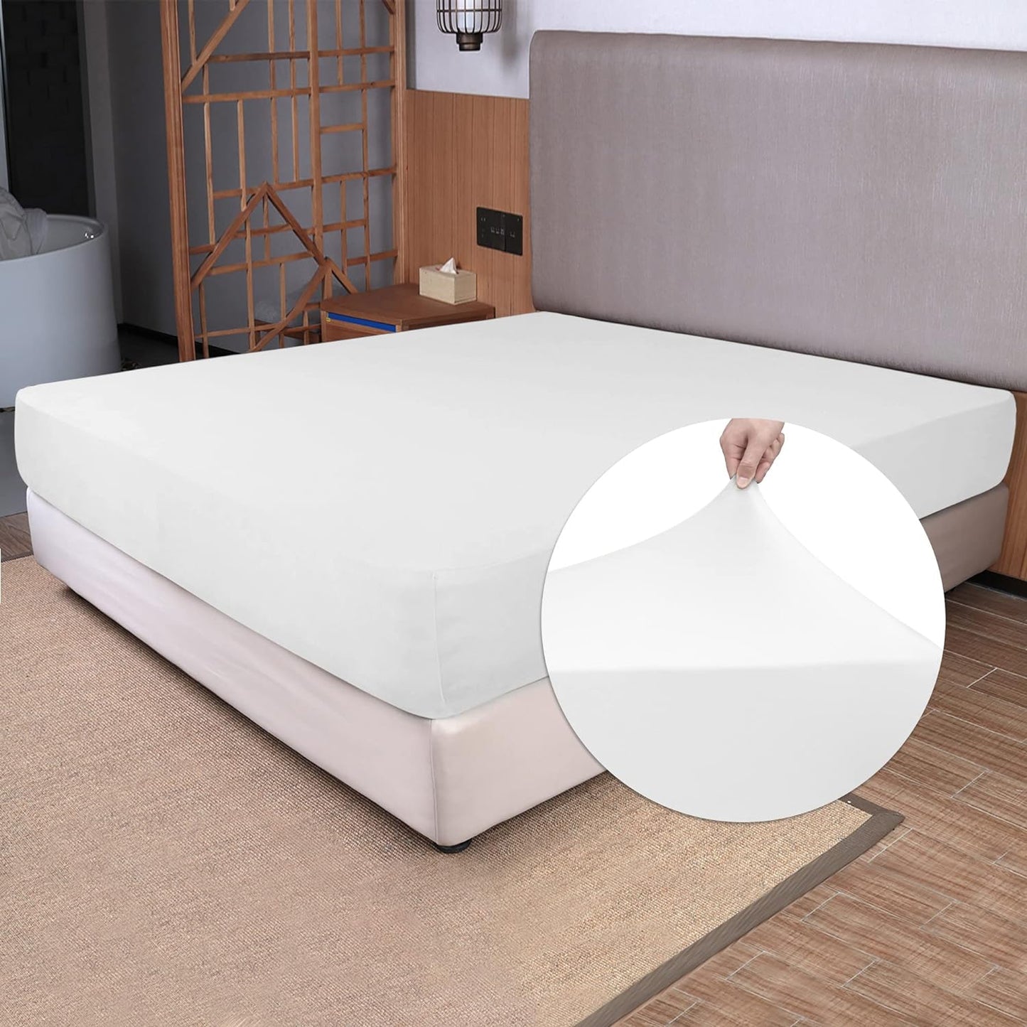 Soft Stretch Full Size Fitted Sheet Only - Jersey Knit, 4-Way Stretchy Snug Fit, Wrinkle Free & Stay in Place, No More Slipping Off for Mattress, Soft & Comfortable - White, Full