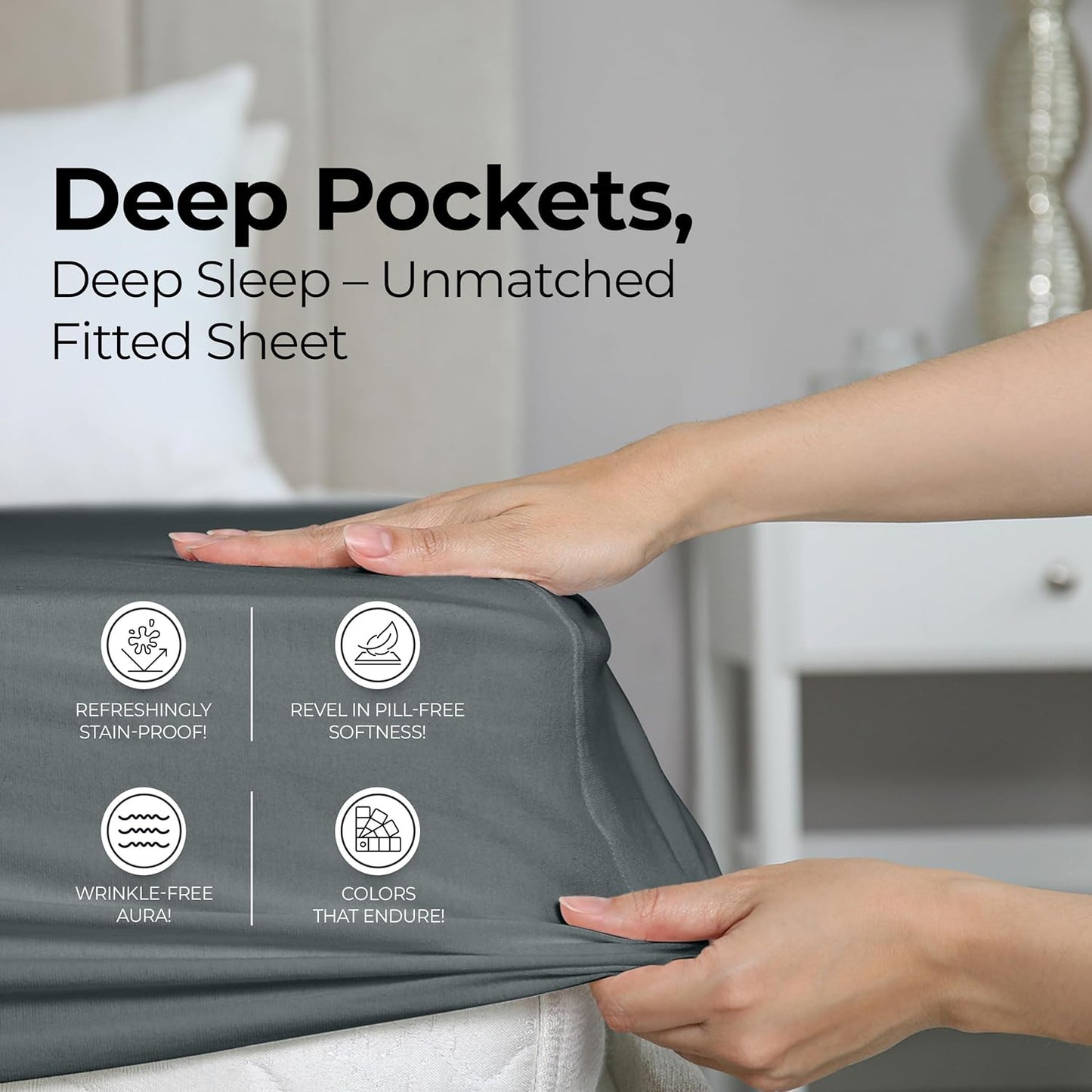 Utopia Bedding King Fitted Sheet - Bottom Sheet - Deep Pocket - Soft Microfiber - Shrinkage and Fade Resistant - Easy Care -1 Fitted Sheet Only (Grey)