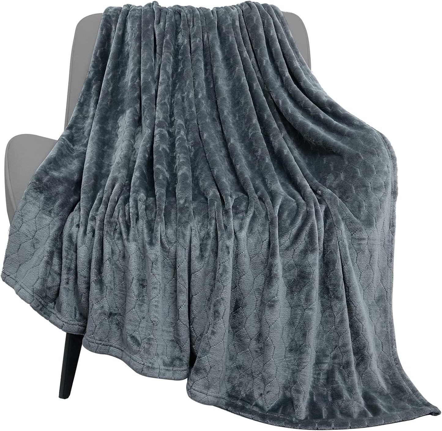 TOONOW Fleece Blanket Super Soft Cozy Throw Blanket 50" x 60", Lightweight Fuzzy Comfy Textured Flannel Blanket Warm Plush Throw Blankets for Couch, Sofa, Bed, Light Grey