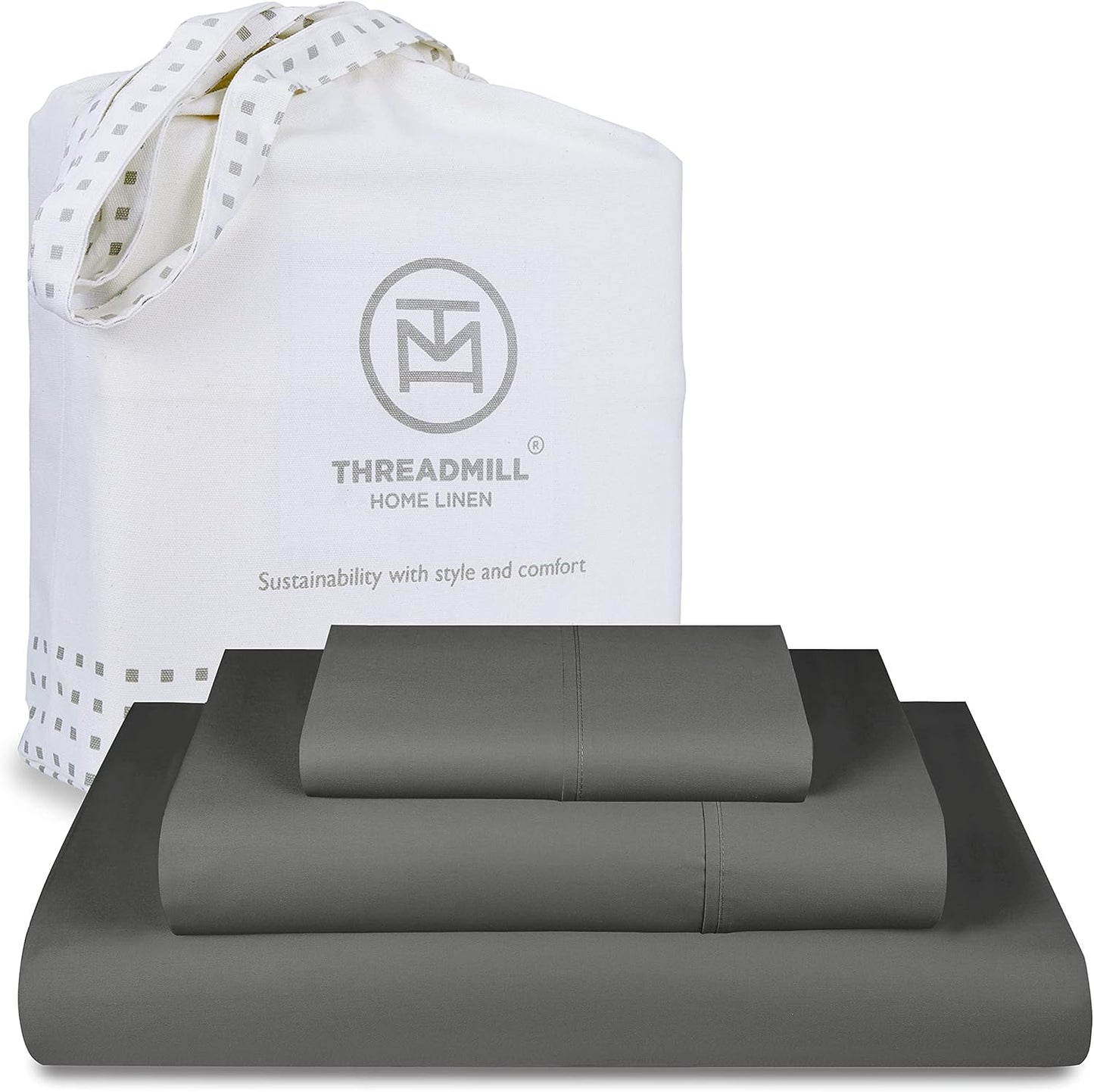 Threadmill Luxury 800 Thread Count King 100% Cotton Sheets - Hotel White Sateen Weave Bed-Sheets, Better Than Egyptian Cotton, 4 Pc Solid Soft Bed Set, Fits 16" Deep Pocket