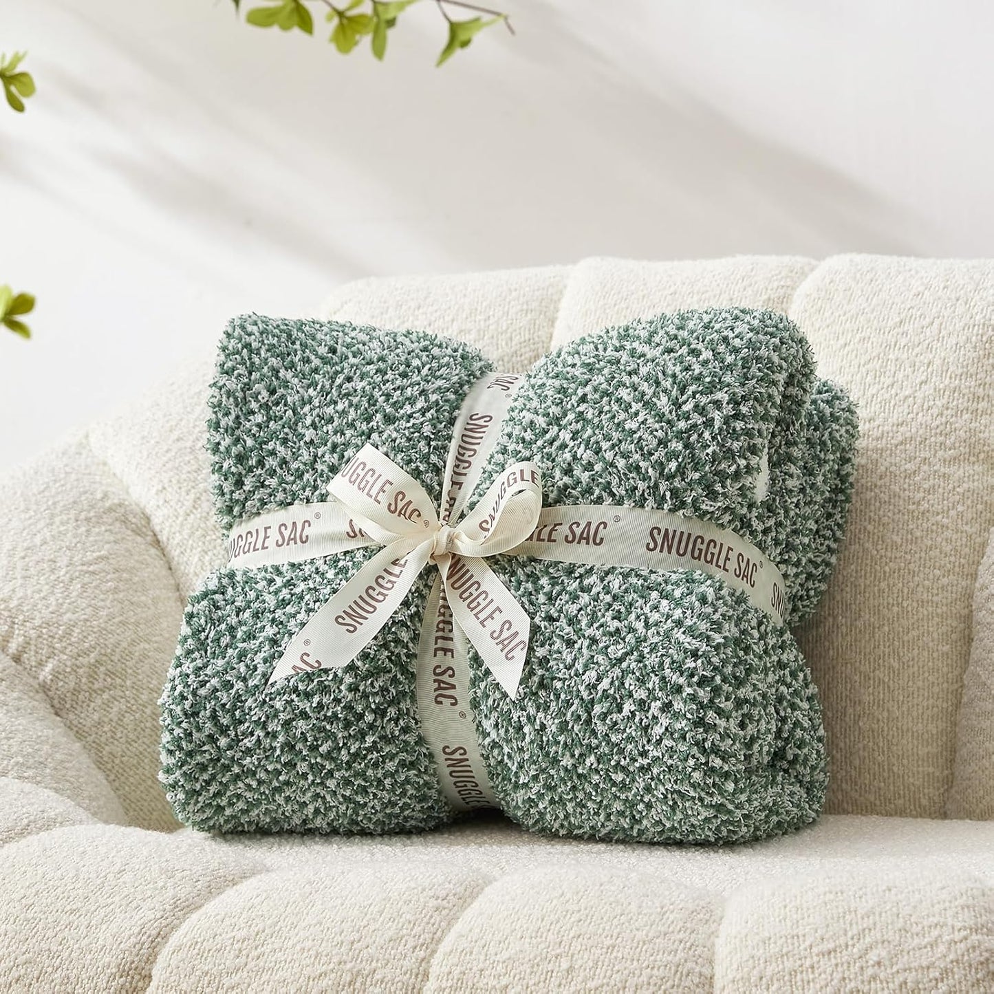 Snuggle Sac Heather Taupe Throw Blanket for Couch, Reversible Super Soft Knitted Blankets Warm Cozy Knit Fuzzy Plush Lightweight Throws for Sofa, Bed, Camping, Picnic, Taupe, 50x60 inches