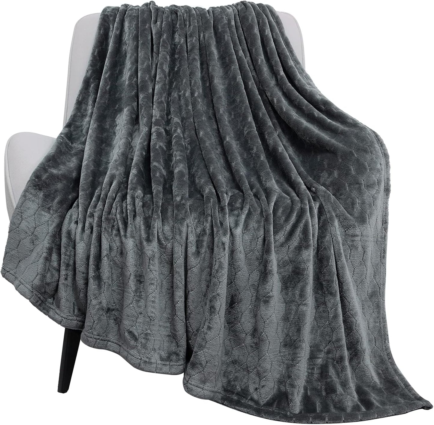 TOONOW Fleece Blanket Super Soft Cozy Throw Blanket 50" x 60", Lightweight Fuzzy Comfy Textured Flannel Blanket Warm Plush Throw Blankets for Couch, Sofa, Bed, Light Grey