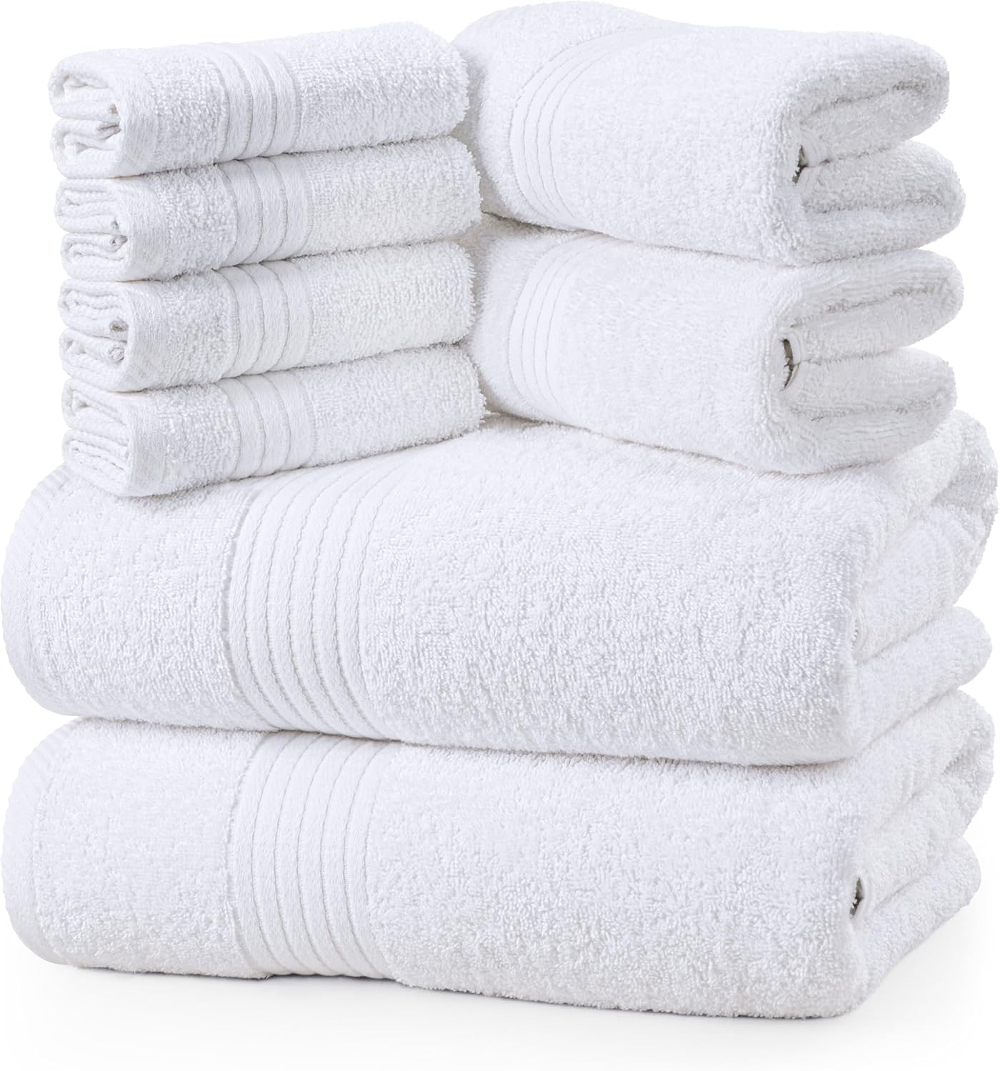 Utopia Towels 8 Piece Premium Towel Set, 2 Bath, 2 Hand, and 4 Washcloths, 100% Ring Spun Cotton, Highly Absorbent Towels for Bathroom, Sports, and Hotel, Grey