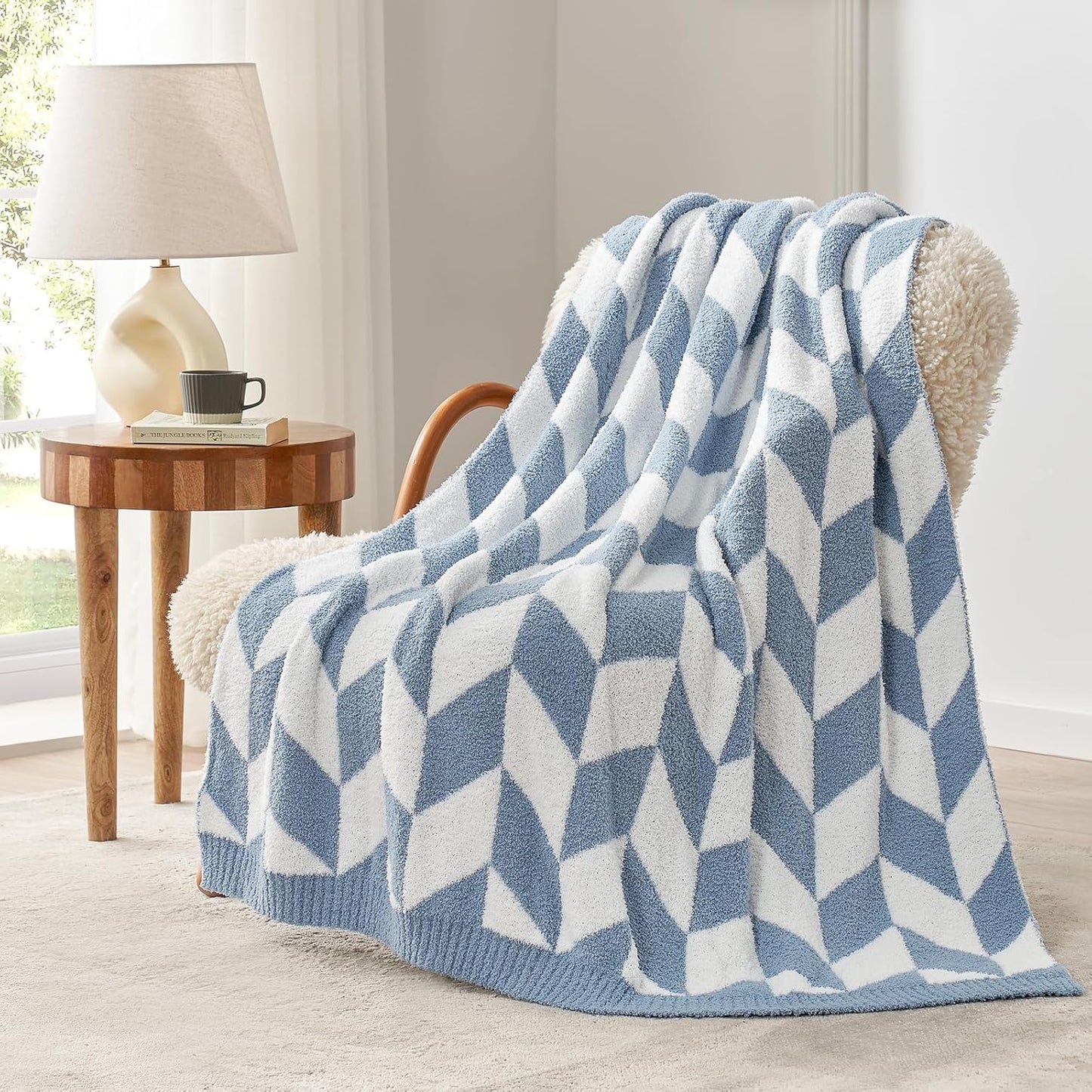 Snuggle Sac Heather Taupe Throw Blanket for Couch, Reversible Super Soft Knitted Blankets Warm Cozy Knit Fuzzy Plush Lightweight Throws for Sofa, Bed, Camping, Picnic, Taupe, 50x60 inches