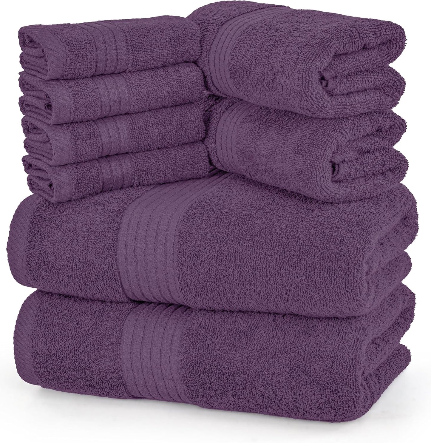 Utopia Towels 8 Piece Premium Towel Set, 2 Bath, 2 Hand, and 4 Washcloths, 100% Ring Spun Cotton, Highly Absorbent Towels for Bathroom, Sports, and Hotel, Grey