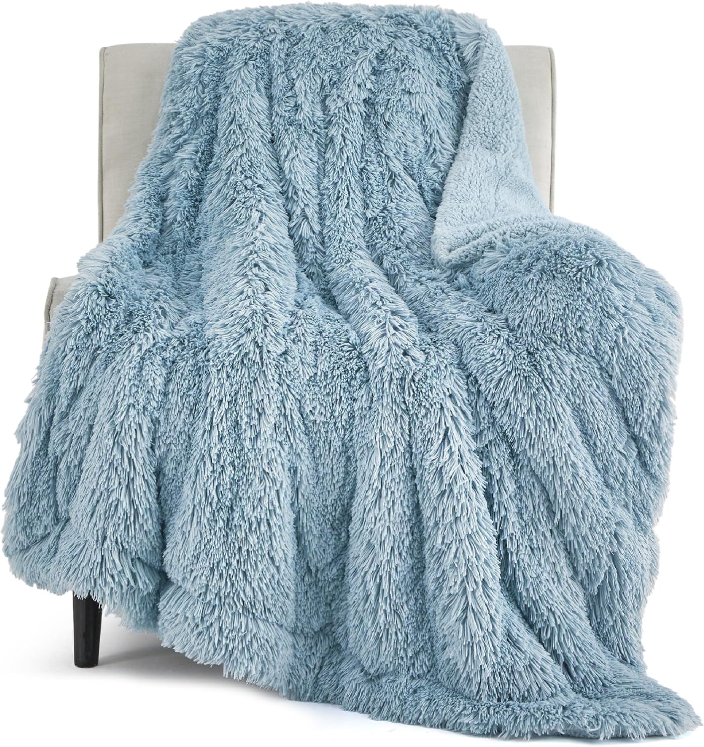 Bedsure Fluffy Throw Blanket Gifts for Women Men, Soft Fleece Sherpa Cozy Fuzzy Plush Warm Minky Thick Faux Fur Throw for Couch, Bed, Home Living Room Decor Bedroom Blanket Gifts for Mom Dad, Grey