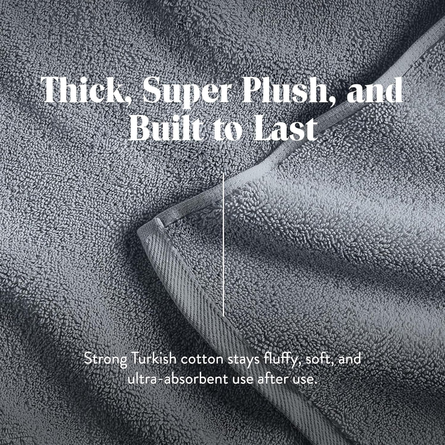 Brooklinen Super-Plush Turkish Cotton Bath Towels Set of 2 Cotton, 820 GSM, Machine Washable, Perfect Bath Towels for Bathroom, Spa & Shower (30" x 58", Smoke Grey)