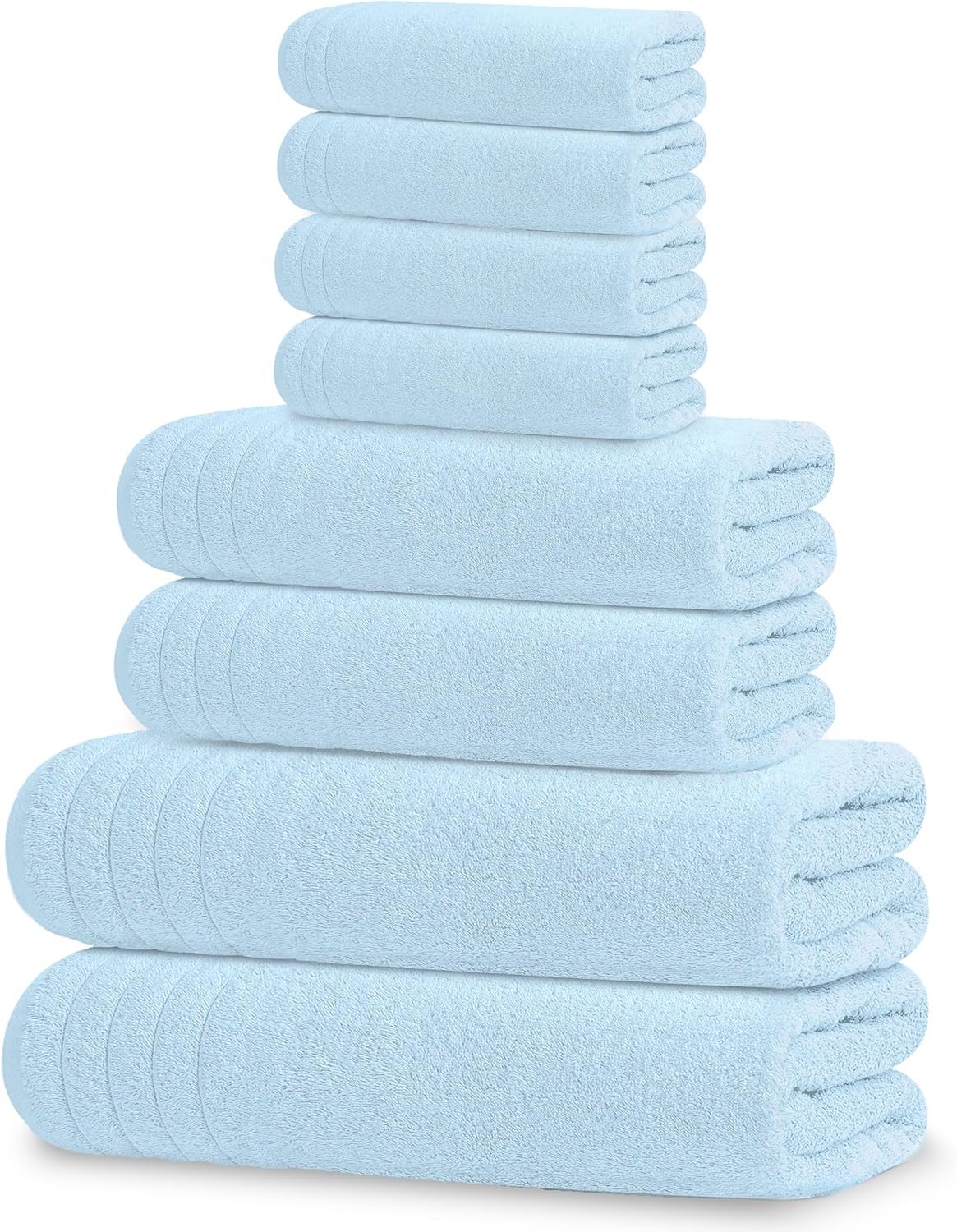 Tens Towels Pack of 8 Towels Set, 2 Extra Large Bath, 2 Hand, 4 Washcloths, 100% Cotton, Lighter Weight, Quicker to Dry, Super Absorbent, Perfect for Bathroom, Dark Grey