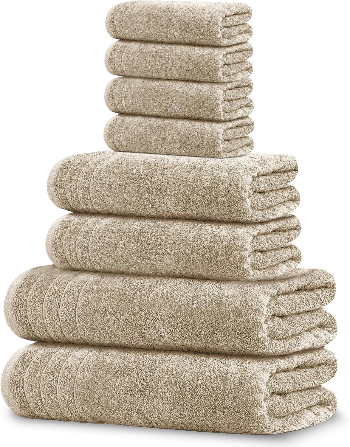 Tens Towels Pack of 8 Towels Set, 2 Extra Large Bath, 2 Hand, 4 Washcloths, 100% Cotton, Lighter Weight, Quicker to Dry, Super Absorbent, Perfect for Bathroom, Dark Grey