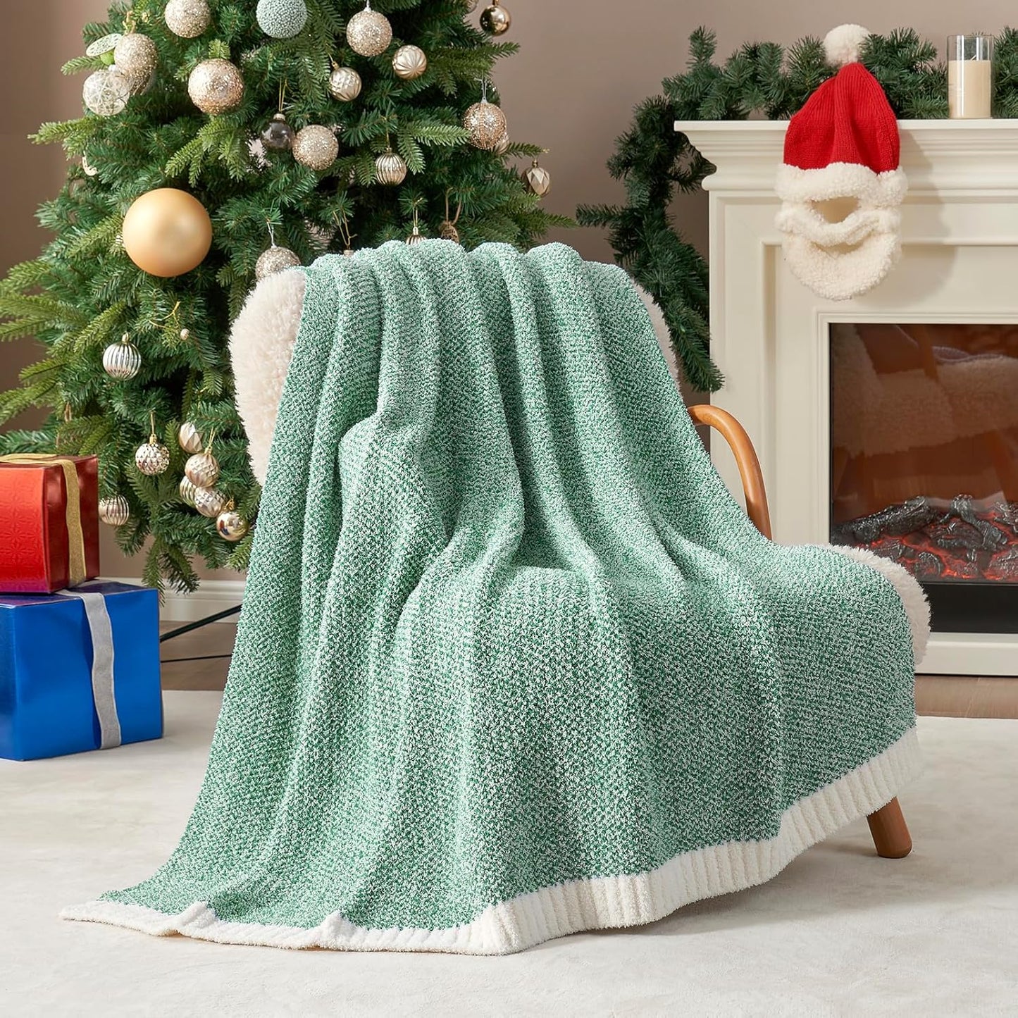 Snuggle Sac Heather Taupe Throw Blanket for Couch, Reversible Super Soft Knitted Blankets Warm Cozy Knit Fuzzy Plush Lightweight Throws for Sofa, Bed, Camping, Picnic, Taupe, 50x60 inches