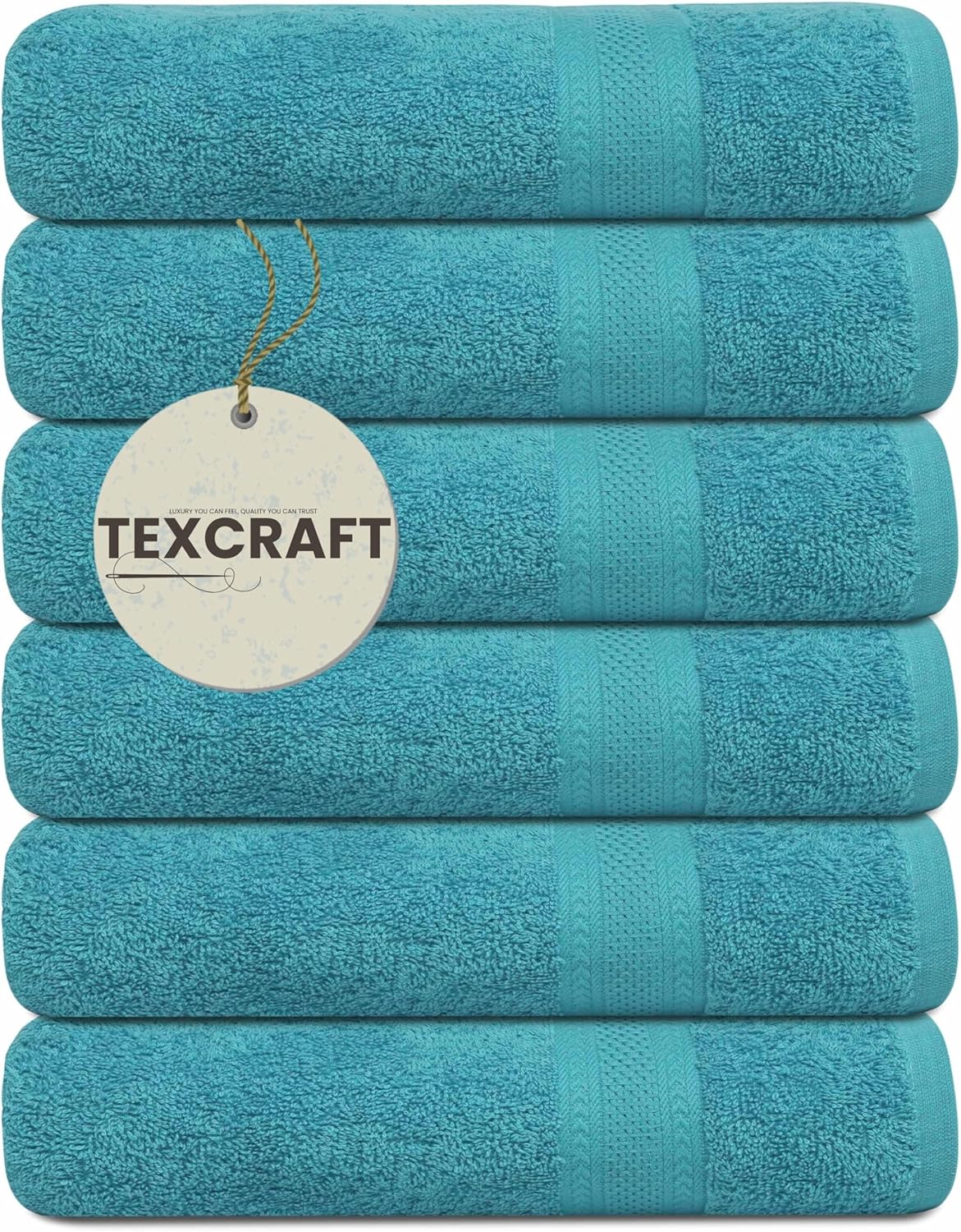 Medium Size Bath Towels Set of 6 – 100% Cotton Terry – 24" x 48" – Quick Dry, Soft & Highly Absorbent – Light Grey Towels for Bathroom, Gym, Spa, Pool & Daily Use
