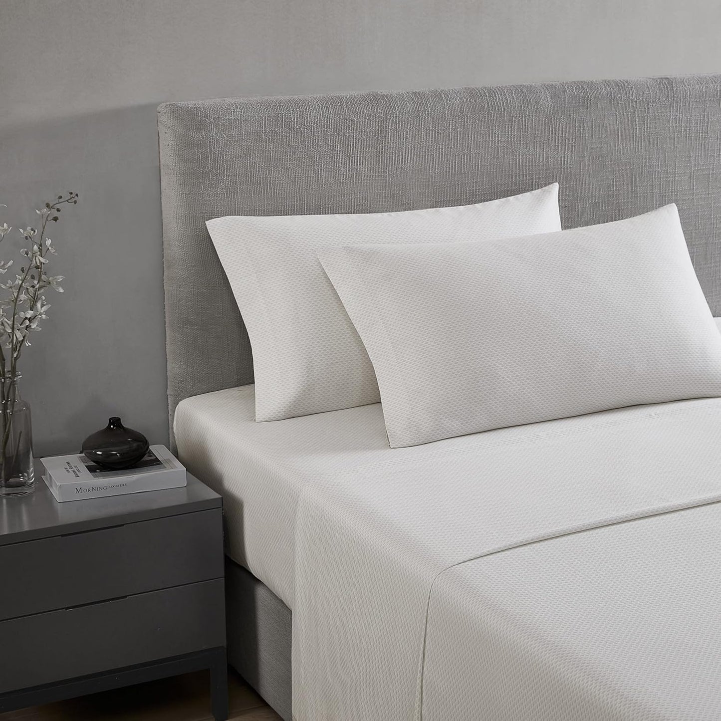 Vera Wang - King Sheet Set, Luxury Sateen Cotton Bedding, 800 Thread Count, Soft & Smooth Home Decor (White,4 pcs, King)