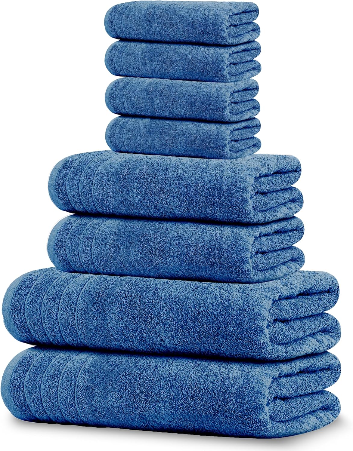 Tens Towels Pack of 8 Towels Set, 2 Extra Large Bath, 2 Hand, 4 Washcloths, 100% Cotton, Lighter Weight, Quicker to Dry, Super Absorbent, Perfect for Bathroom, Dark Grey