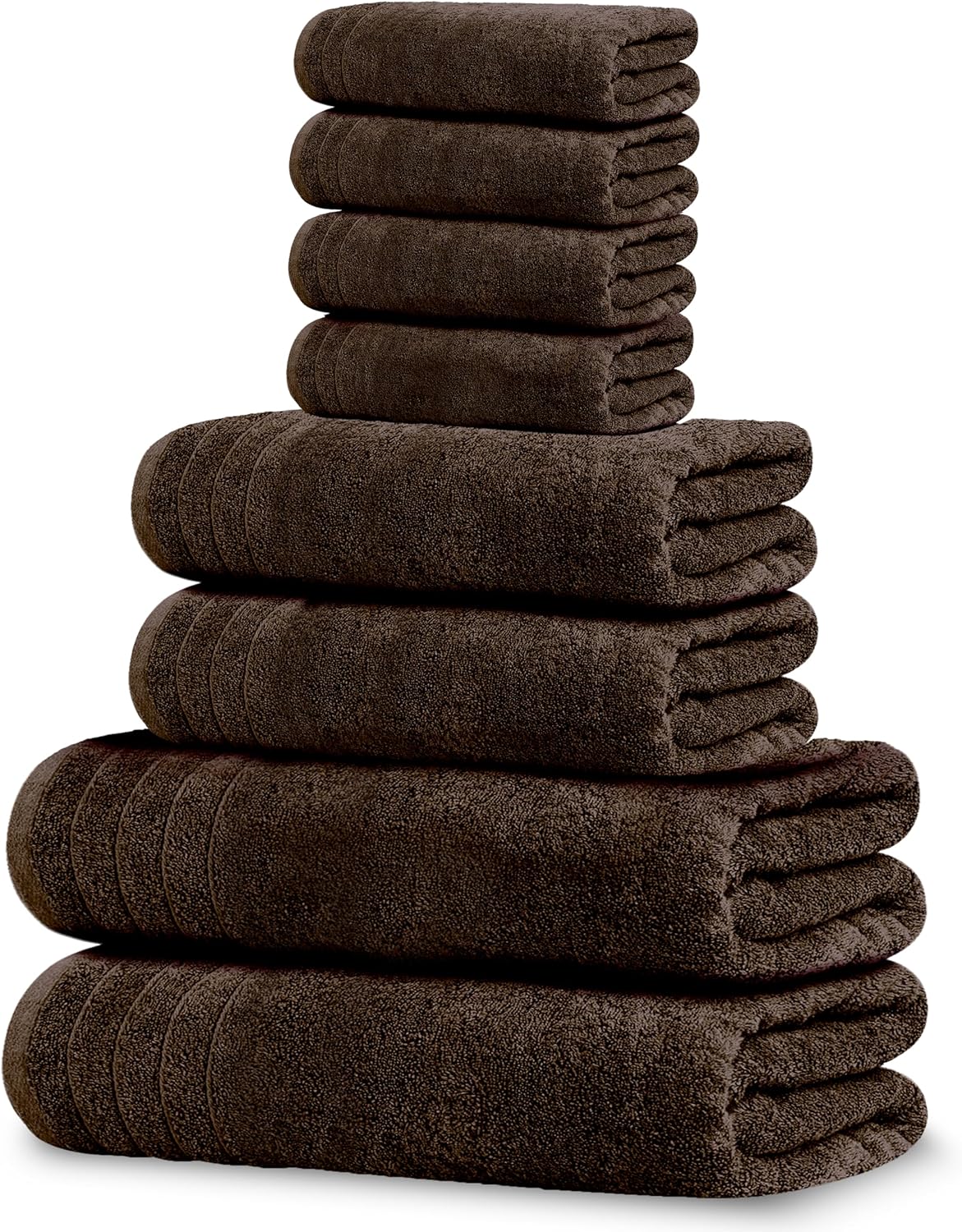 Tens Towels Pack of 8 Towels Set, 2 Extra Large Bath, 2 Hand, 4 Washcloths, 100% Cotton, Lighter Weight, Quicker to Dry, Super Absorbent, Perfect for Bathroom, Dark Grey