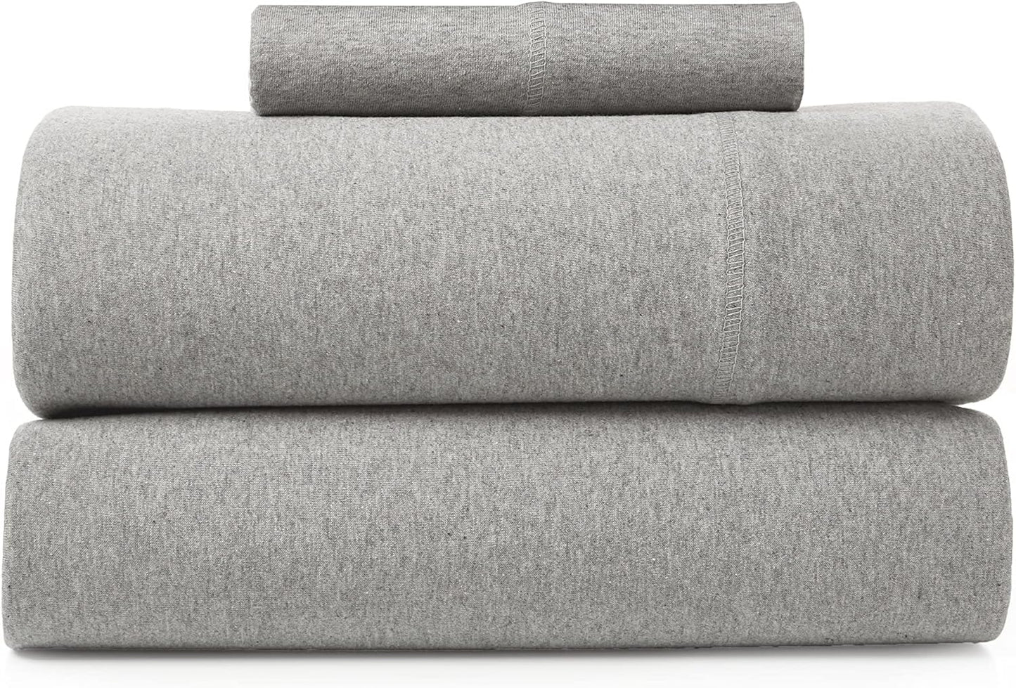 Road Trip America Jersey Knit Sheet Set - 4 Pieces Queen Cotton Sheets Set - Soft Cozy Stretchy Knit Bed Linen (Oatmeal, Queen)