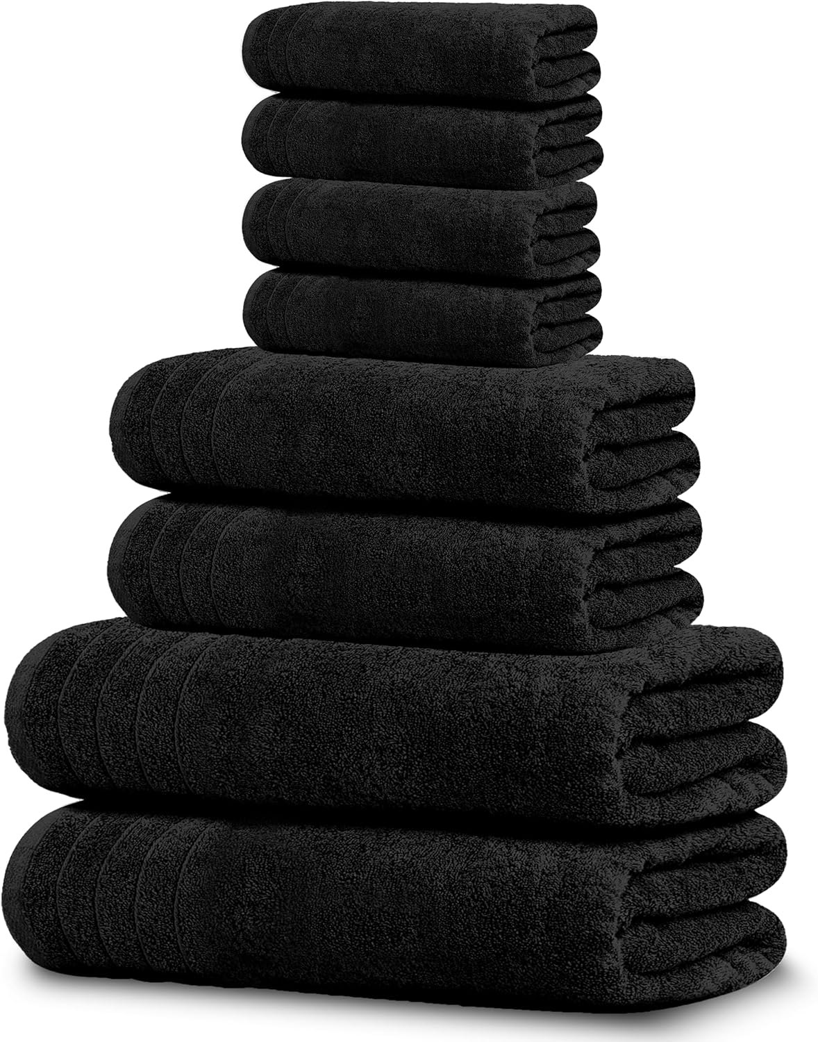 Tens Towels Pack of 8 Towels Set, 2 Extra Large Bath, 2 Hand, 4 Washcloths, 100% Cotton, Lighter Weight, Quicker to Dry, Super Absorbent, Perfect for Bathroom, Dark Grey
