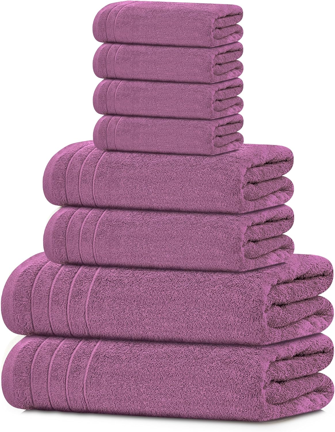 Tens Towels Pack of 8 Towels Set, 2 Extra Large Bath, 2 Hand, 4 Washcloths, 100% Cotton, Lighter Weight, Quicker to Dry, Super Absorbent, Perfect for Bathroom, Dark Grey