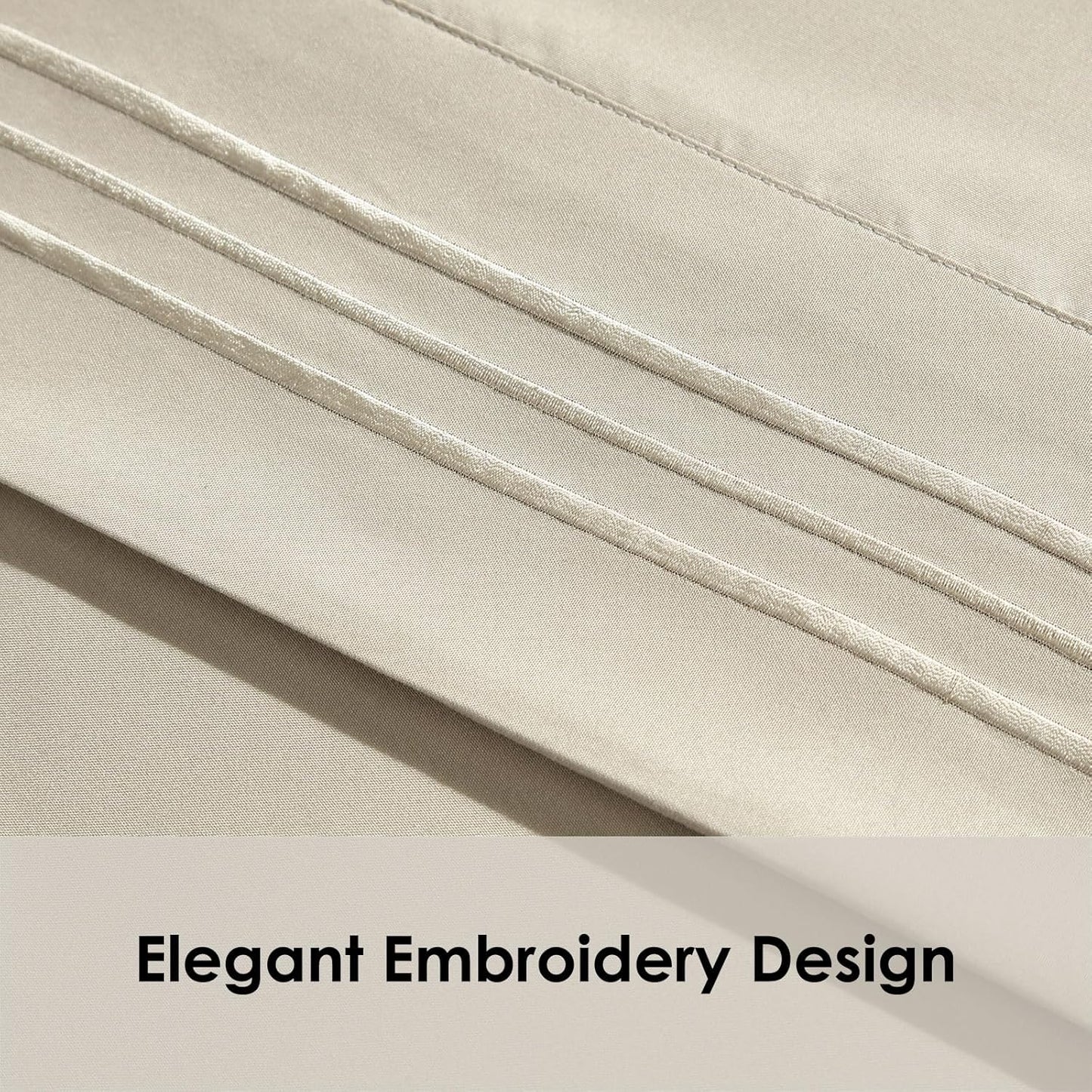 ClevaHome Sheet Set Queen Size, 4-Piece Bedding, Lightweight & Super Soft Easy Care Microfiber– Shrinkage & Fade Resistant Bedding Set with 14'' Deep Pockets (Sandy Beige)