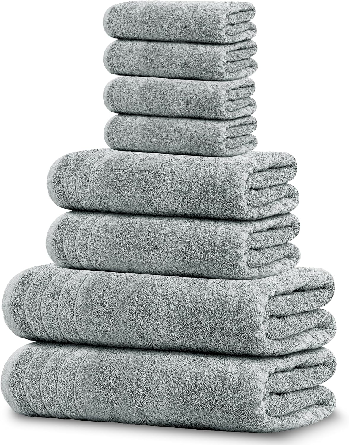 Tens Towels Pack of 8 Towels Set, 2 Extra Large Bath, 2 Hand, 4 Washcloths, 100% Cotton, Lighter Weight, Quicker to Dry, Super Absorbent, Perfect for Bathroom, Dark Grey