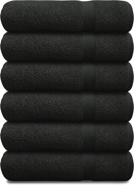 100% Cotton Bath Towels 24x48 Inches – Pack of 6 Towels for Bathroom, Gym, Spa, Hotel – Absorbent, Quick Dry, Lightweight Everyday Essential - Charcoal Grey