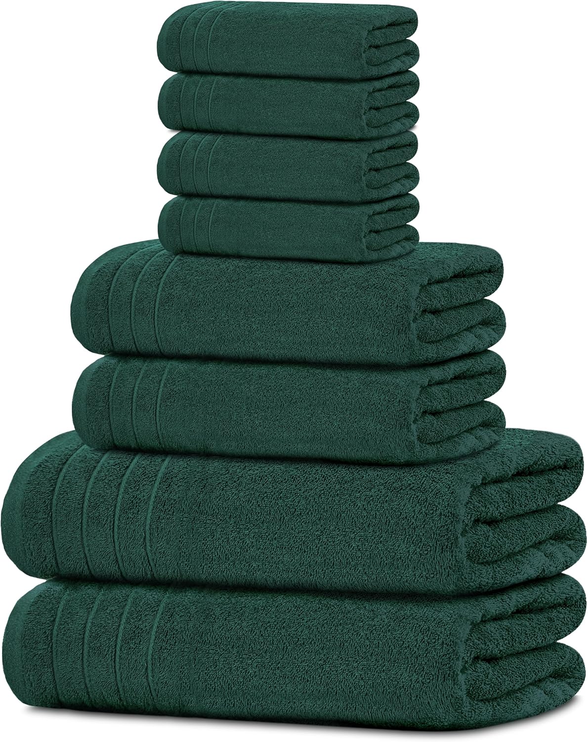 Tens Towels Pack of 8 Towels Set, 2 Extra Large Bath, 2 Hand, 4 Washcloths, 100% Cotton, Lighter Weight, Quicker to Dry, Super Absorbent, Perfect for Bathroom, Dark Grey