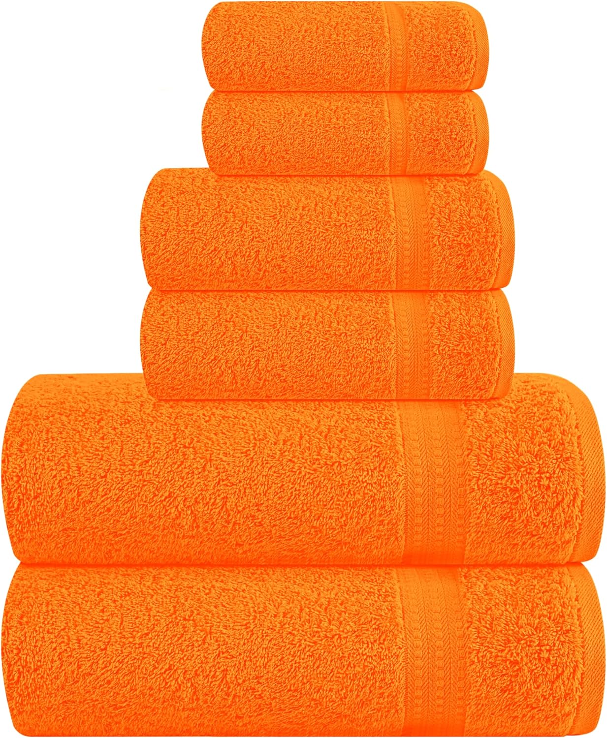 6 Piece Towel Set, 100% Combed Cotton - 2 Bath Towels, 2 Hand Towels, 2 Wash Cloths - 500 GSM Luxury Hotel Quality Ultra Soft Highly Absorbent Towel Set for Bathroom - Tan
