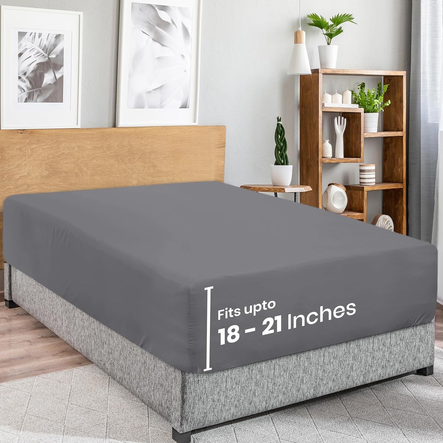Utopia Bedding King Fitted Sheet - Bottom Sheet - Deep Pocket - Soft Microfiber - Shrinkage and Fade Resistant - Easy Care -1 Fitted Sheet Only (Grey)