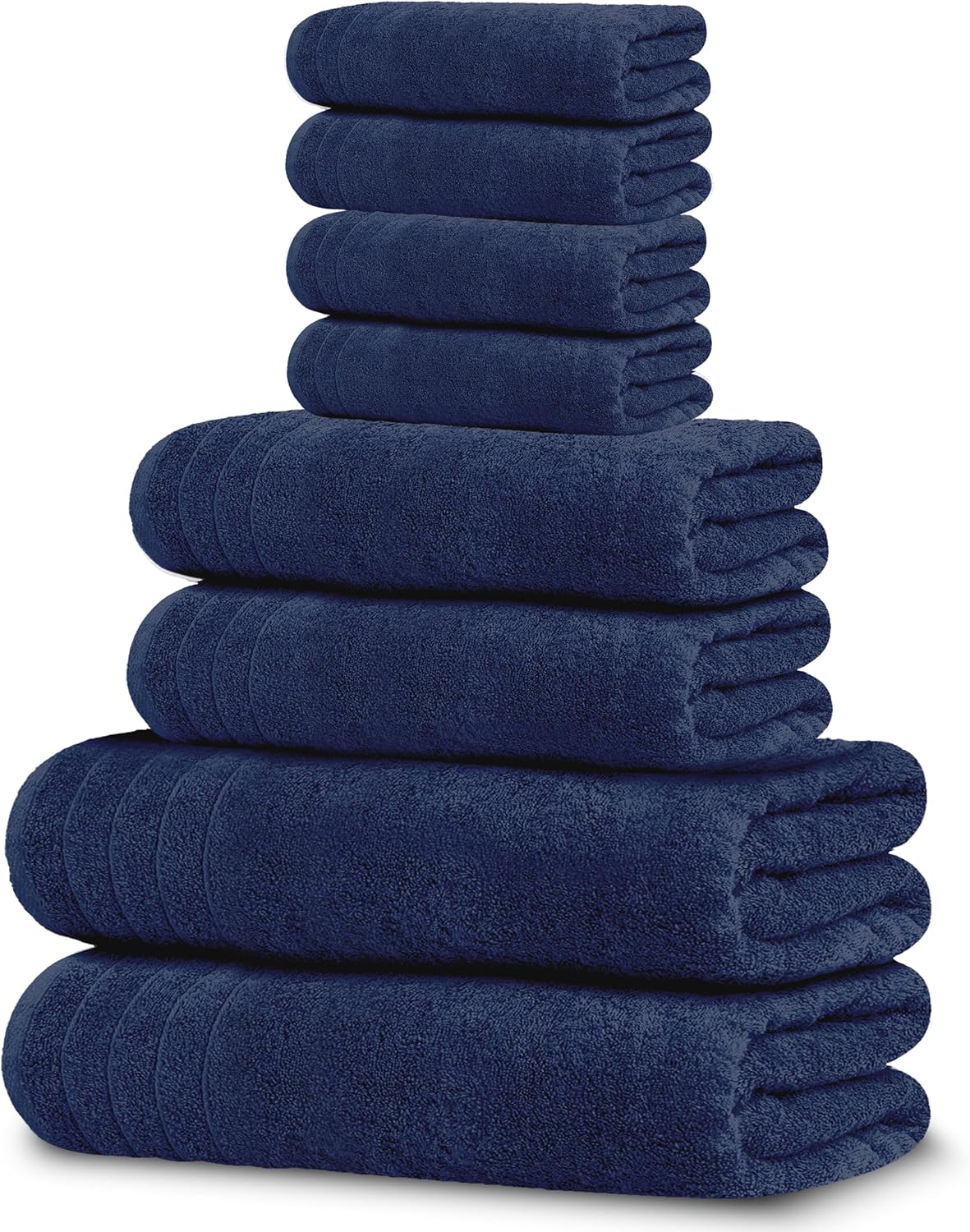 Tens Towels Pack of 8 Towels Set, 2 Extra Large Bath, 2 Hand, 4 Washcloths, 100% Cotton, Lighter Weight, Quicker to Dry, Super Absorbent, Perfect for Bathroom, Dark Grey