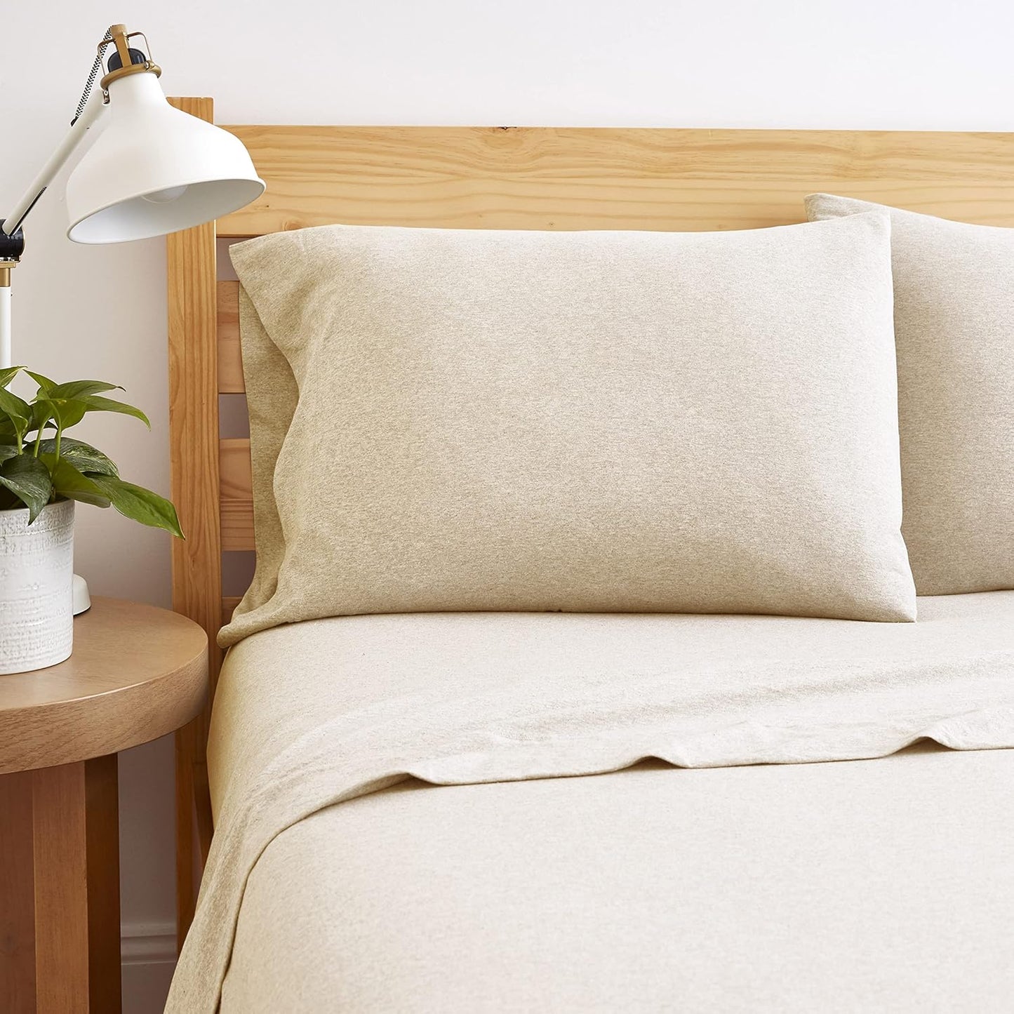 Road Trip America Jersey Knit Sheet Set - 4 Pieces Queen Cotton Sheets Set - Soft Cozy Stretchy Knit Bed Linen (Oatmeal, Queen)