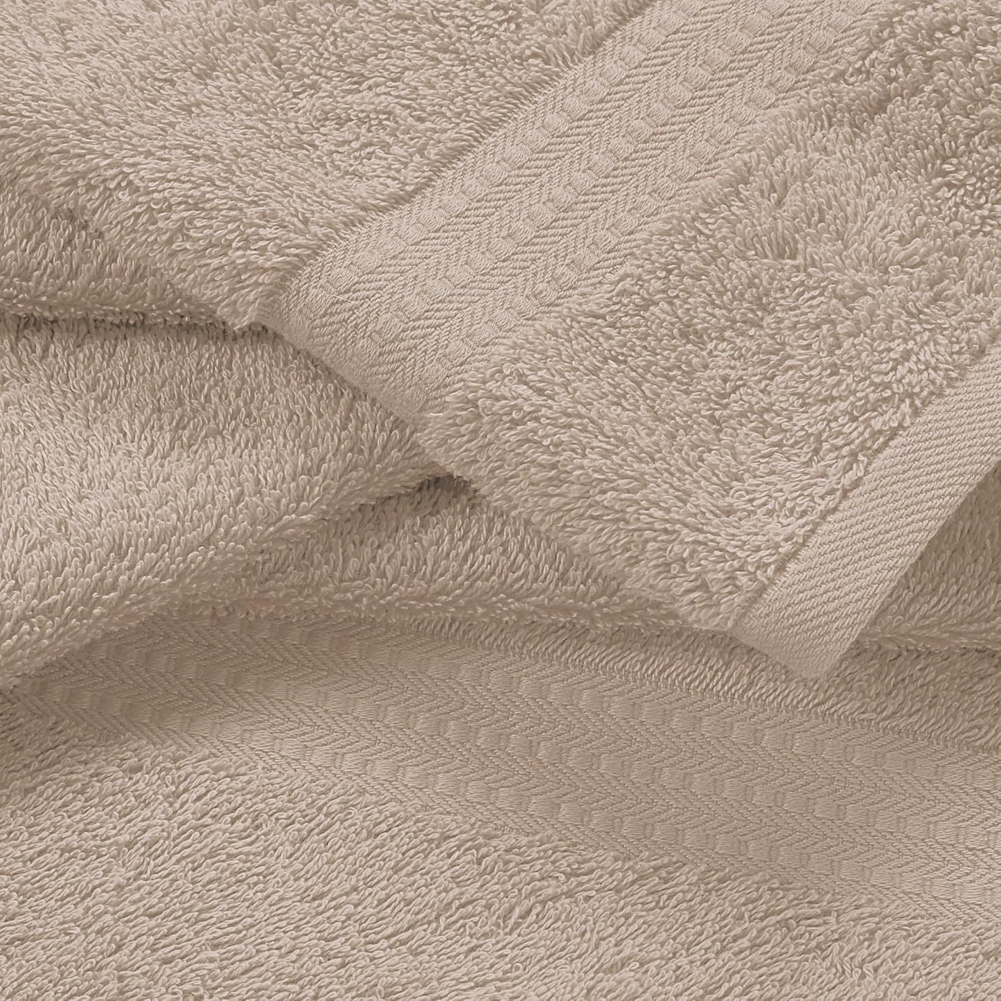 6 Piece Towel Set, 100% Combed Cotton - 2 Bath Towels, 2 Hand Towels, 2 Wash Cloths - 500 GSM Luxury Hotel Quality Ultra Soft Highly Absorbent Towel Set for Bathroom - Tan