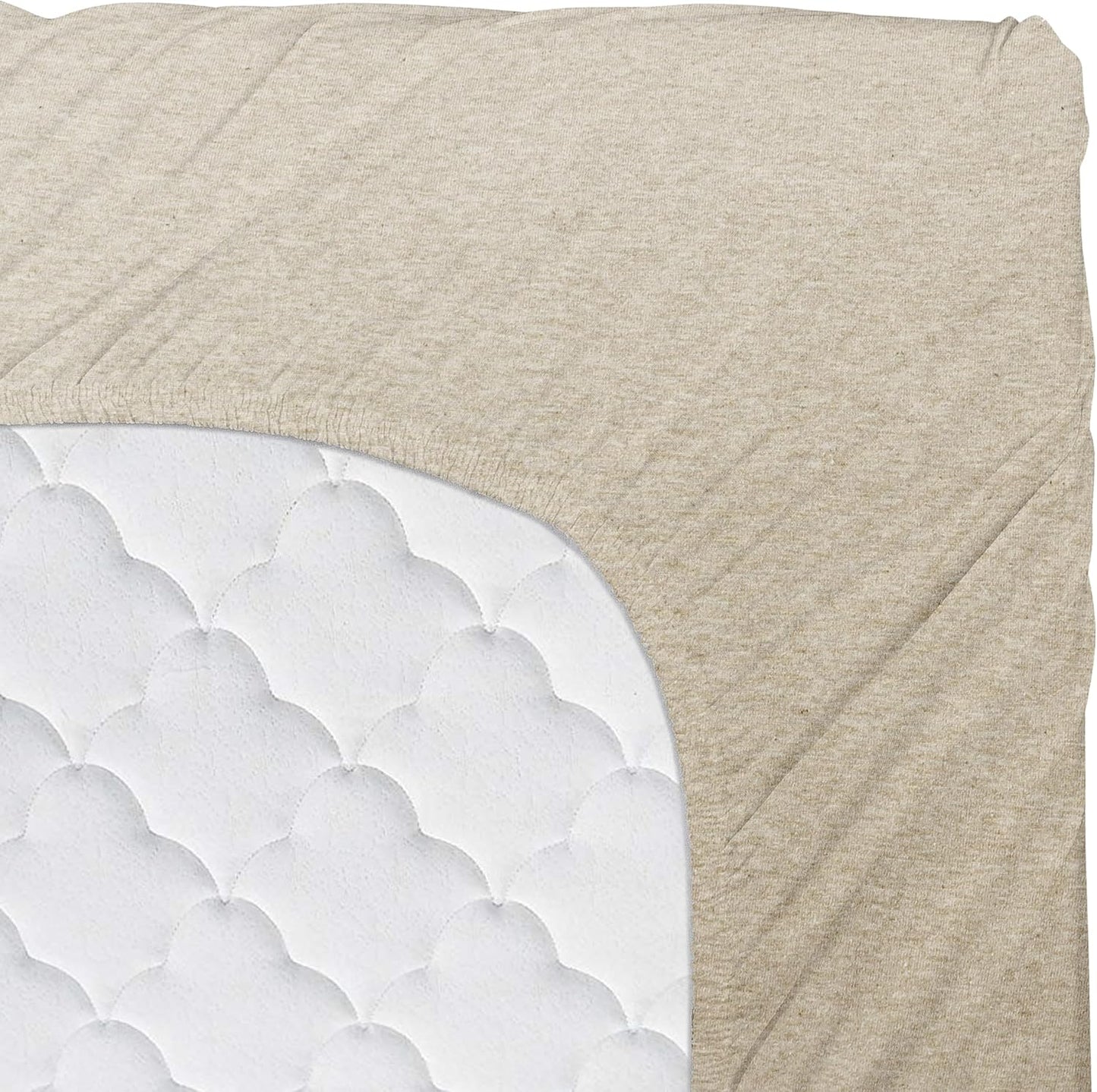 Road Trip America Jersey Knit Sheet Set - 4 Pieces Queen Cotton Sheets Set - Soft Cozy Stretchy Knit Bed Linen (Oatmeal, Queen)
