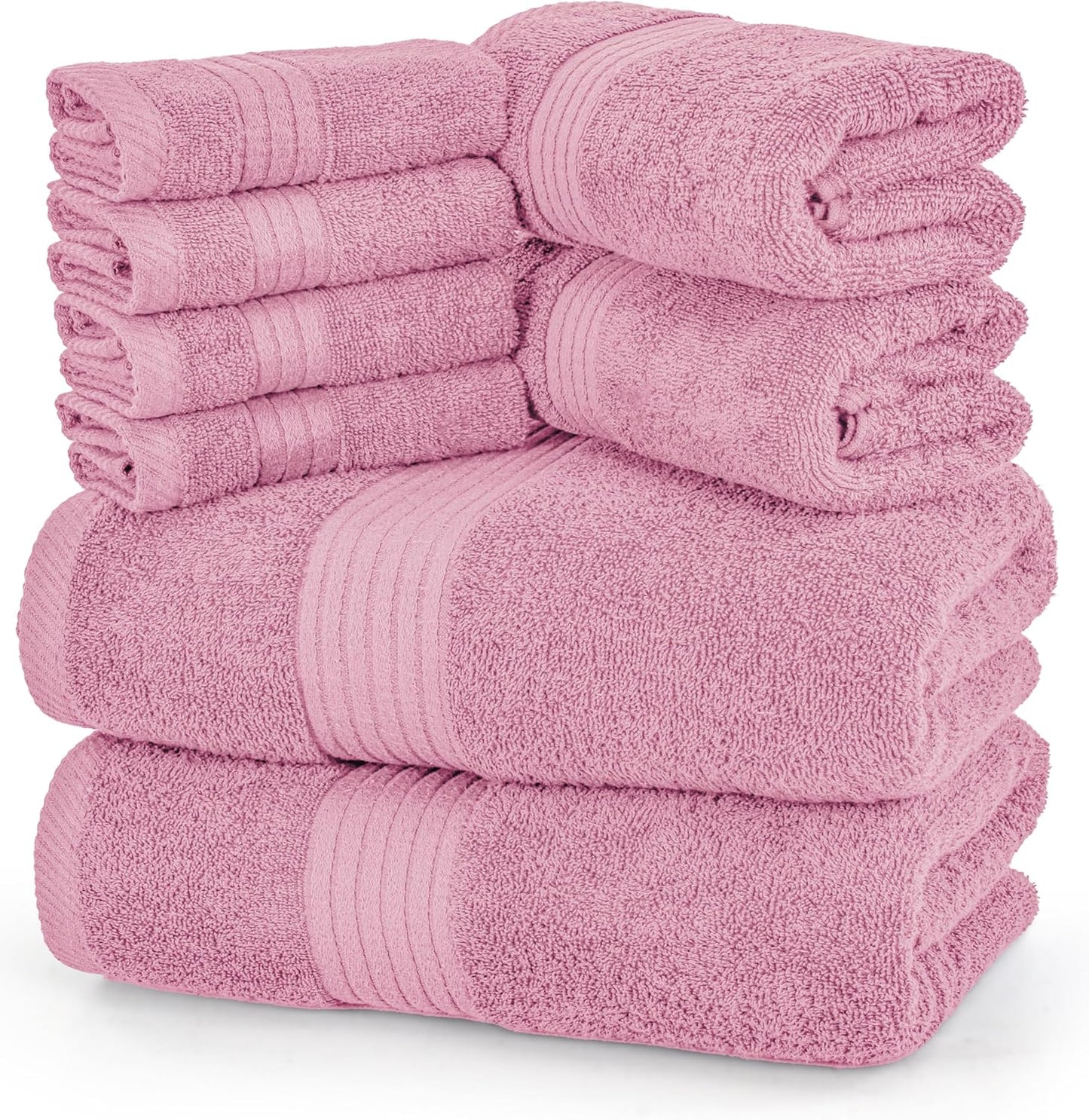 Utopia Towels 8 Piece Premium Towel Set, 2 Bath, 2 Hand, and 4 Washcloths, 100% Ring Spun Cotton, Highly Absorbent Towels for Bathroom, Sports, and Hotel, Grey