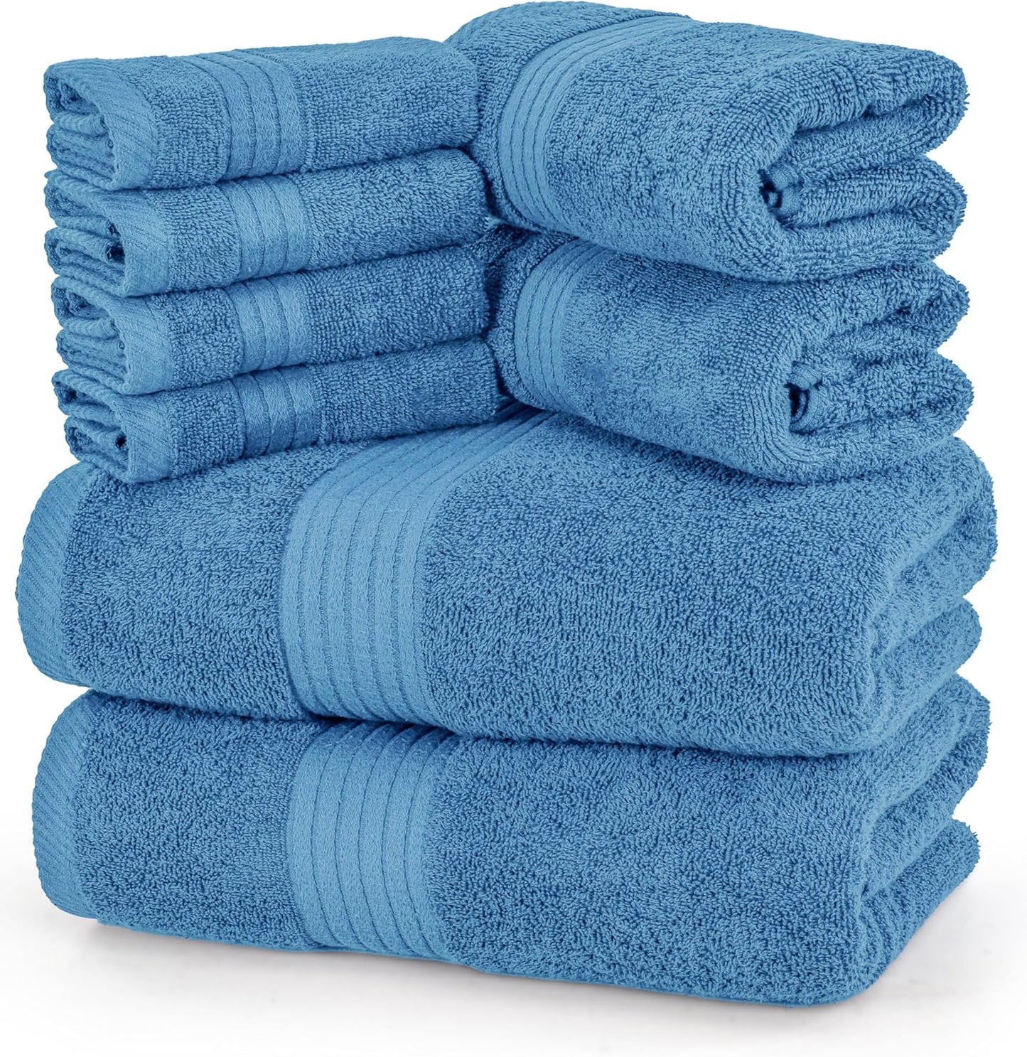Utopia Towels 8 Piece Premium Towel Set, 2 Bath, 2 Hand, and 4 Washcloths, 100% Ring Spun Cotton, Highly Absorbent Towels for Bathroom, Sports, and Hotel, Grey